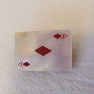 Red Diamond Ace Playing Card Brooch